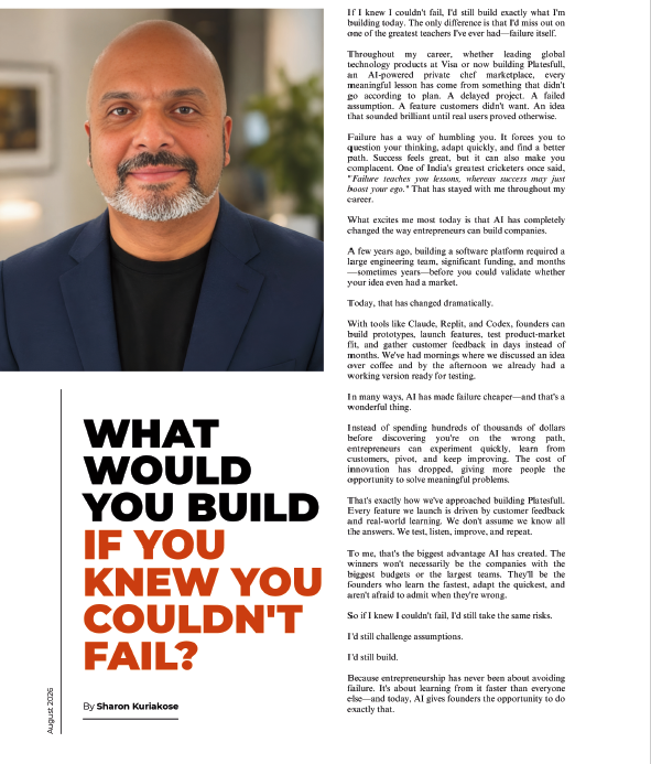Inkubator Magazine August 2026 article featuring Sharon Kuriakose of Platesfull