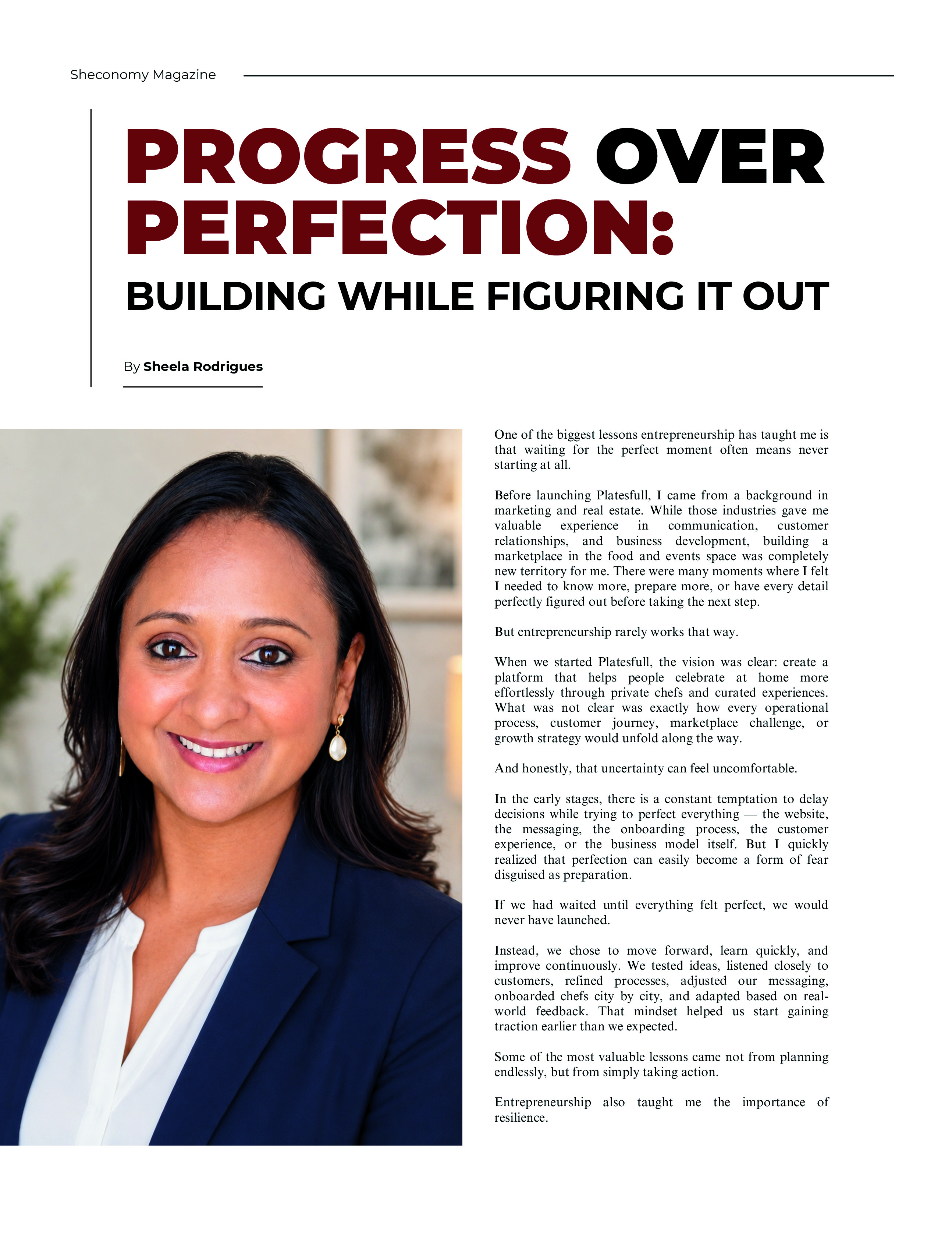 Sheconomy Magazine article featuring Sheela Rodrigues